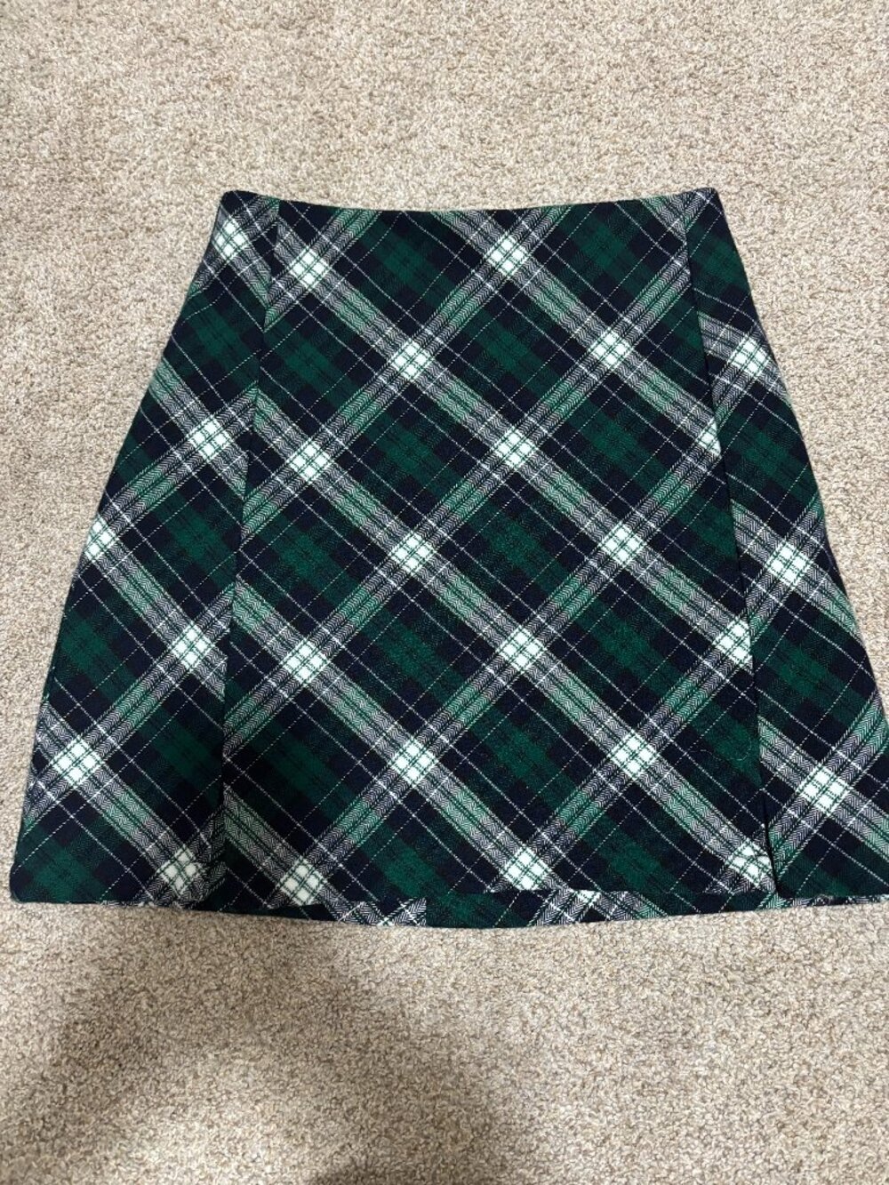 John Galt Brandy Melville Green Plaid Cara Skirt Size XS S